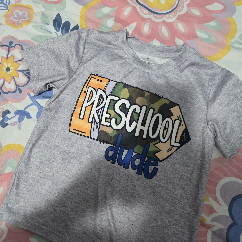 Gray Preschool Dude Kids T-Shirt
